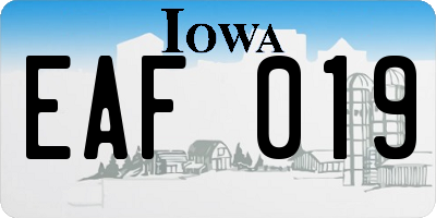 IA license plate EAF019