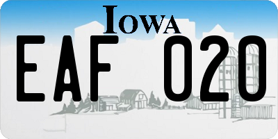 IA license plate EAF020