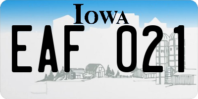 IA license plate EAF021