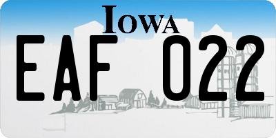 IA license plate EAF022