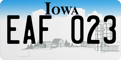 IA license plate EAF023