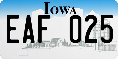 IA license plate EAF025