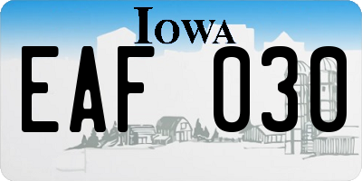 IA license plate EAF030