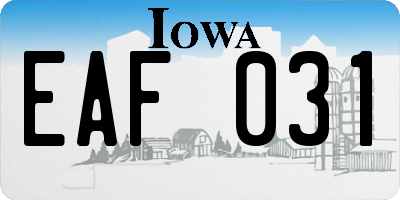 IA license plate EAF031