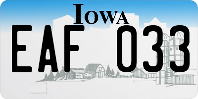 IA license plate EAF033