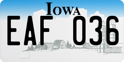 IA license plate EAF036