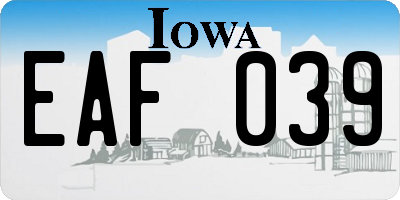 IA license plate EAF039