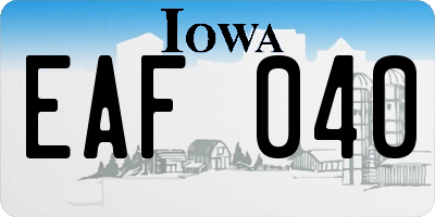 IA license plate EAF040