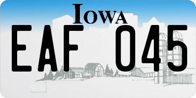 IA license plate EAF045