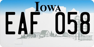 IA license plate EAF058