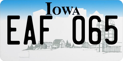 IA license plate EAF065