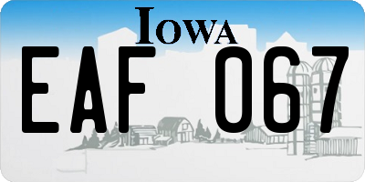 IA license plate EAF067