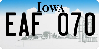 IA license plate EAF070