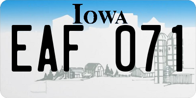 IA license plate EAF071