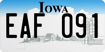 IA license plate EAF091