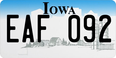 IA license plate EAF092