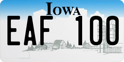 IA license plate EAF100