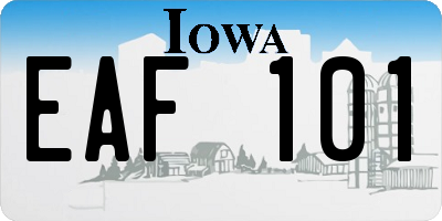 IA license plate EAF101