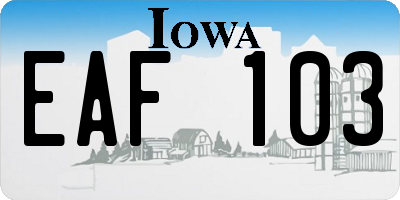 IA license plate EAF103