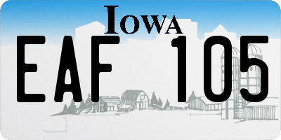 IA license plate EAF105