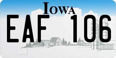 IA license plate EAF106