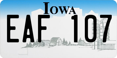 IA license plate EAF107