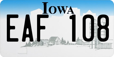 IA license plate EAF108