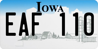 IA license plate EAF110