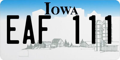 IA license plate EAF111