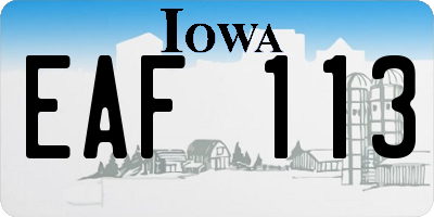 IA license plate EAF113