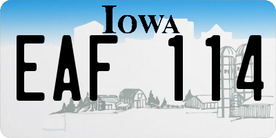 IA license plate EAF114