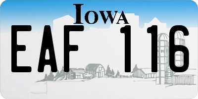 IA license plate EAF116