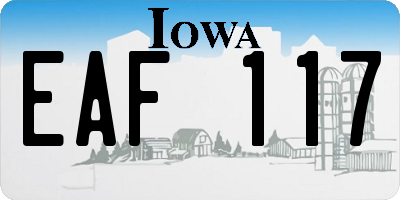 IA license plate EAF117