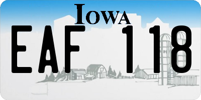 IA license plate EAF118