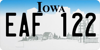 IA license plate EAF122