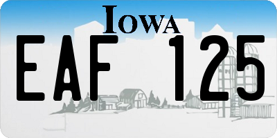 IA license plate EAF125