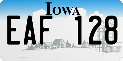 IA license plate EAF128