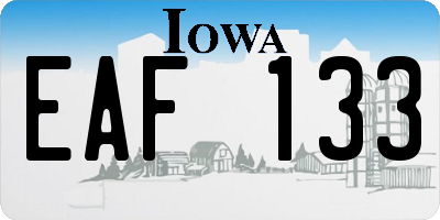 IA license plate EAF133