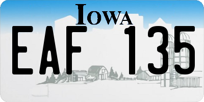 IA license plate EAF135