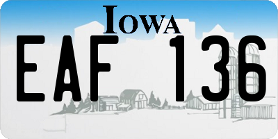 IA license plate EAF136