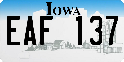 IA license plate EAF137