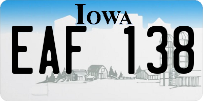 IA license plate EAF138