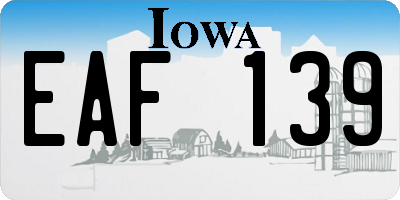 IA license plate EAF139