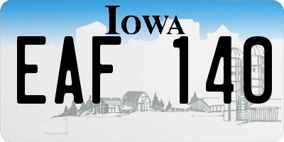 IA license plate EAF140