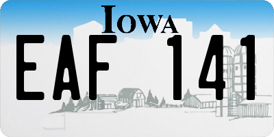 IA license plate EAF141