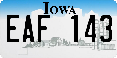 IA license plate EAF143