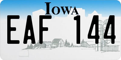 IA license plate EAF144