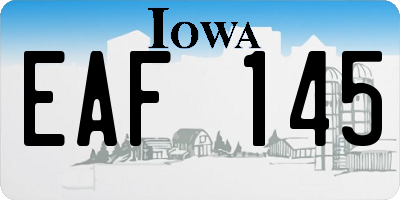 IA license plate EAF145