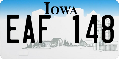 IA license plate EAF148