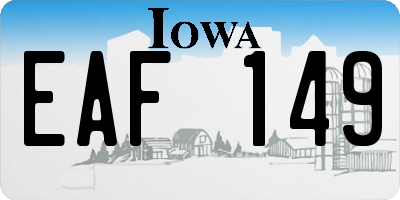 IA license plate EAF149